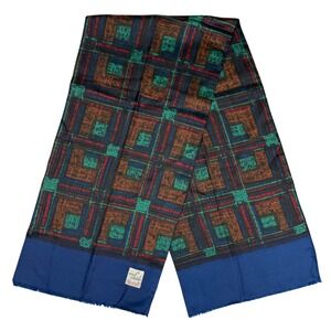 Reine Seide De Luxe Scarf Geometric Silk Blend Blue Brown Green Red‎ Italian